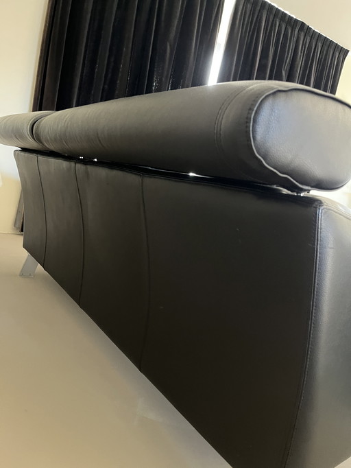 Leolux Patachou sofa and 2 armchairs in black leather