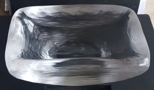 Platina Eisglasschale von Vicke Lindstrand für Orrefors, 1950er Jahre