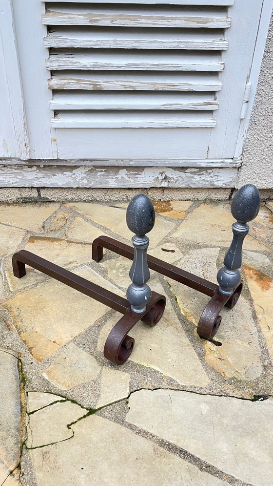 Image 1 of Paire de CHENETS Géométriques VINTAGE