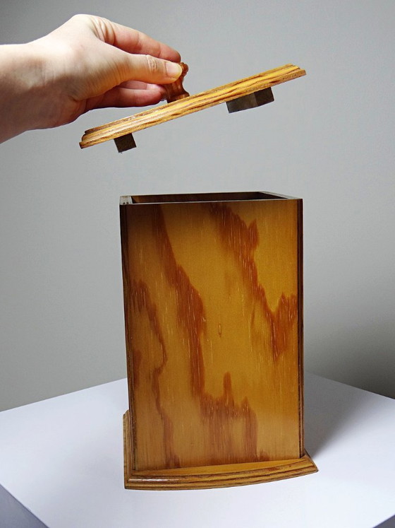 Image 1 of Vintage countertop bread box in varnished pine wood, 1970s-1990s
