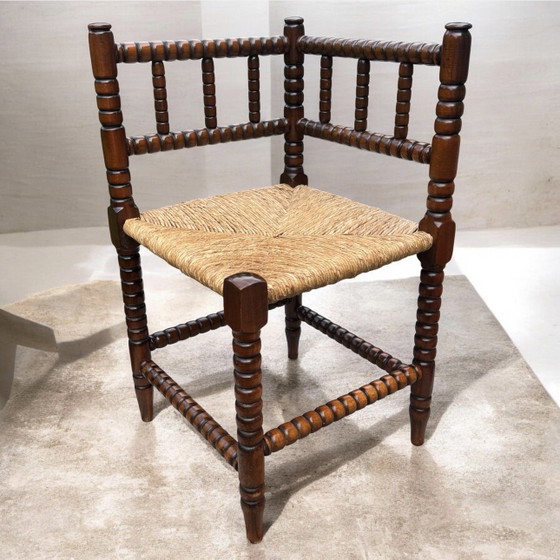 Bobbin Hoekstoel | Biezen Zitting | Jaren '20-'30 – Krukjes, Wood (photo 2 of 15)