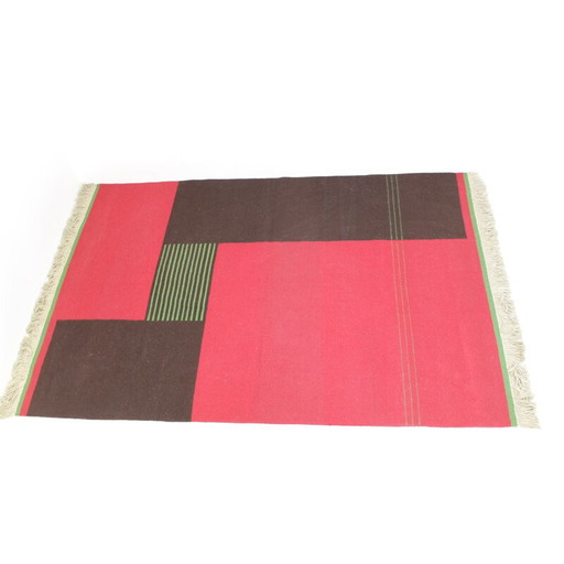 Tapis géométrique modéré vintage, République tchèque 1960