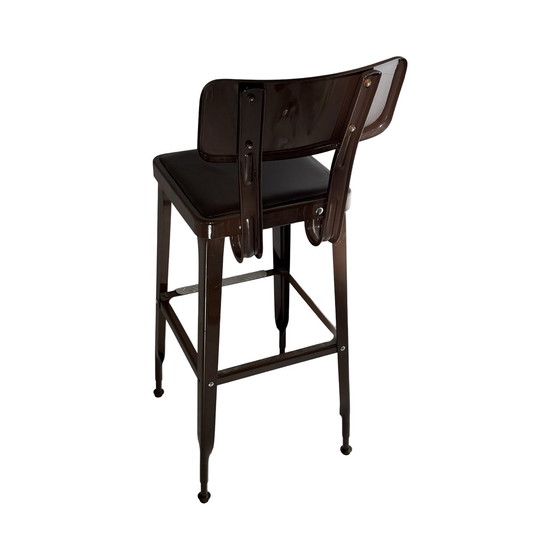 Image 1 of Yasu Sasamoto - Dulton - Sedia in stile industriale - Altezza sgabello da bar - Marrone, seduta nera