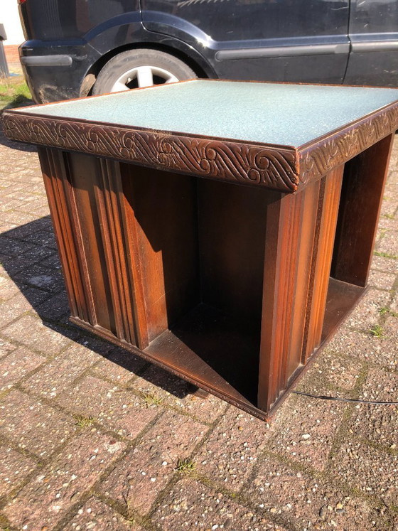 Image 1 of Vintage boekenmolen draaibaar met verlichting - rokers kastje