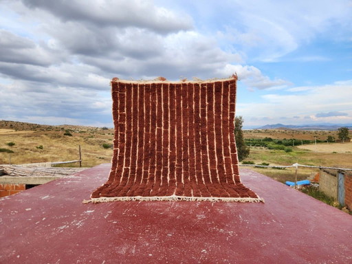 Tapis berbère marocain marron 250x200 cm – Tapis en laine fait main