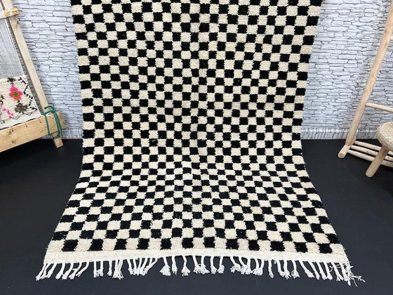 Image 1 of Tapis Beni Ourain fait main 300cmx200cm : Authentique tapis marocain en laine, design géométrique