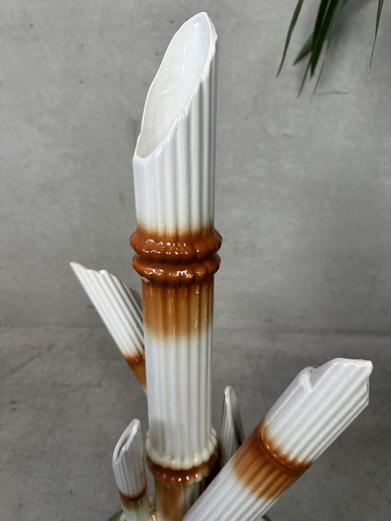 Image 1 of Vintage 'faux bamboo' vase - Maufacture Imperiale et Royale de Nimy