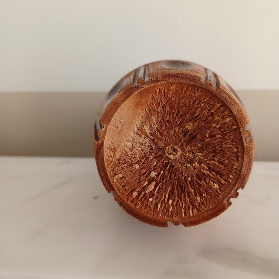 Image 1 of Vintage Hand Carved Wooden Vase