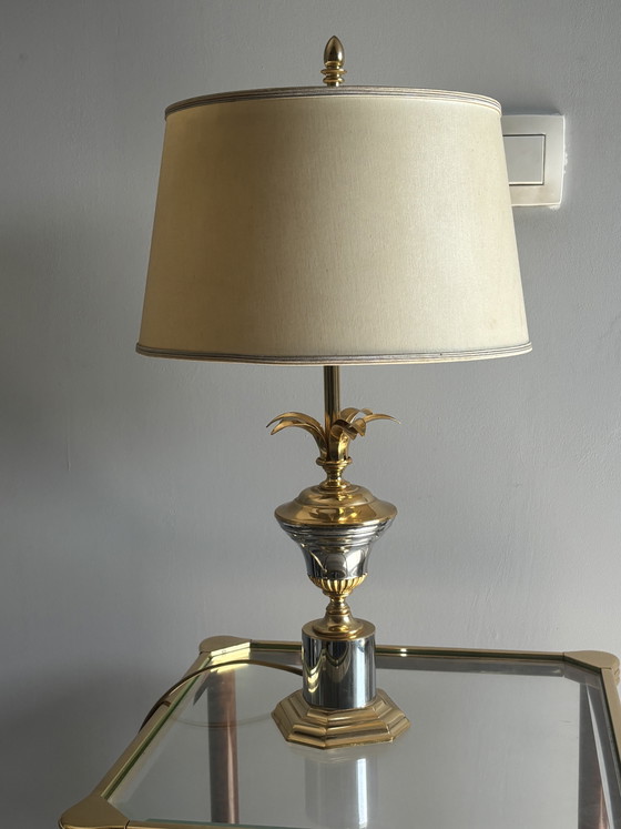Image 1 of Vintage Massive Hollywood Regency Palm Tree Table Lamp – 1970s Brass