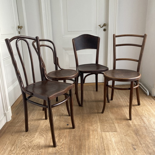 4X ensemble de chaises en bois courbé