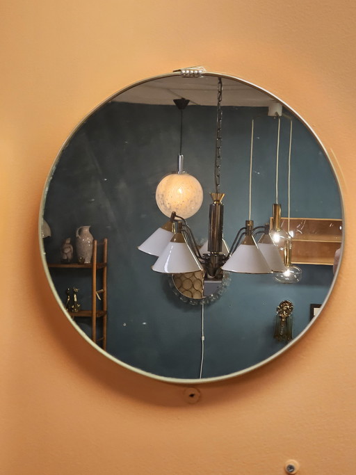 Miroir mural vintage en laiton doré