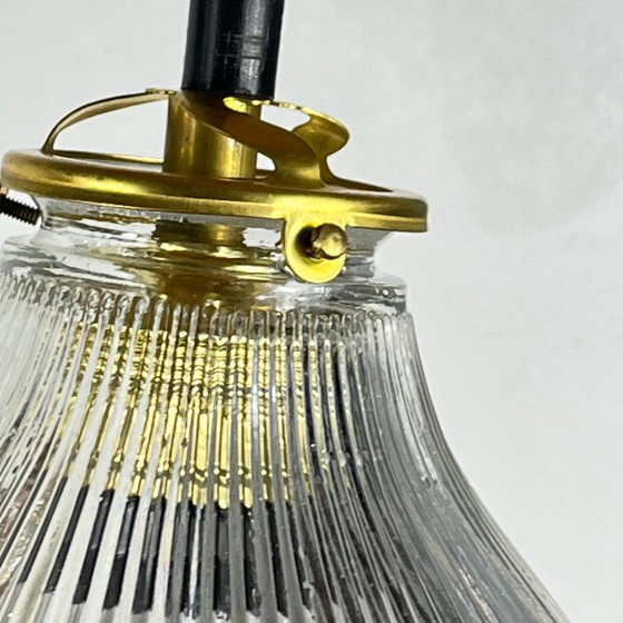 Lampada a Sospensione Industriale Holophane con Globo in Vetro Prismatico – Lampade a sospensione, Glass (photo 5 of 10)