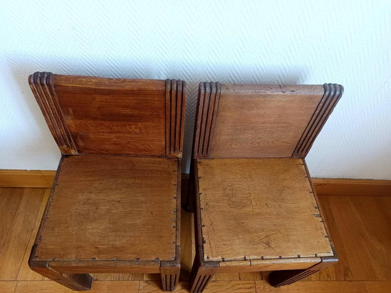 Image 1 of 2x art deco wooden children's chairs