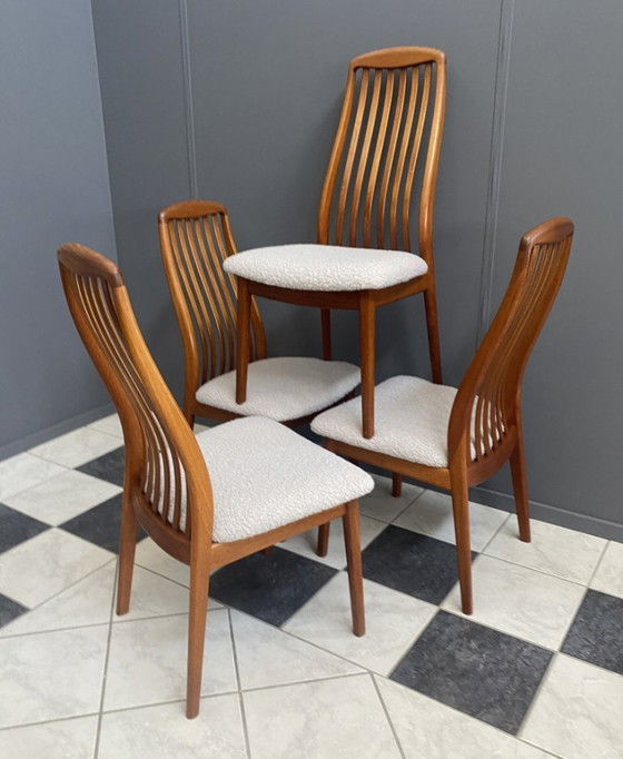Image 1 of Set of 4 Kai Kristiansen dining chairs 1960s  in White Boucle
