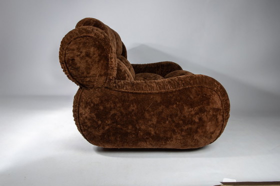Image 1 of Vintage Italian sofa in a brown velour upholstery, perfect condition