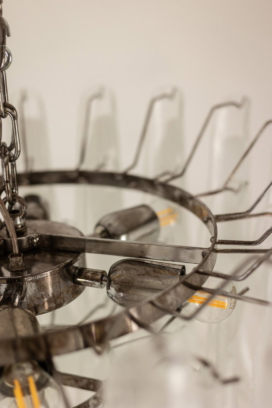 Image 1 of Lampadario in vetro di Murano bianco e traslucido. Contemporaneo