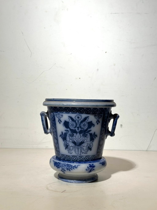 Cachepot antiguo azul y blanco – Maastricht Regout – vazen