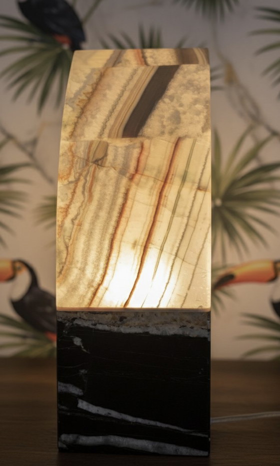 Image 1 of Design Table Lamp in Nero Dorado & Onyx - Handmade Unique Piece