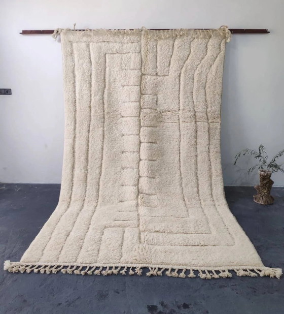 Beni Ouarain Rug, Ecru, Abstract Geometric Design, Handmade 300x200cm – Rugs & carpets, Wool, Cotton (photo 2 of 3)