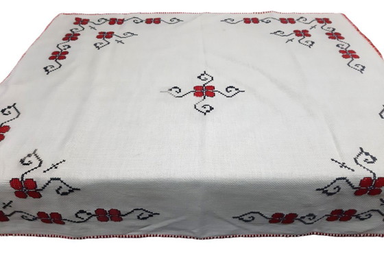 Image 1 of Vintage Hand Embroidered Tablecloth 74 x 70 cm