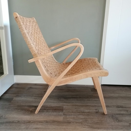 Mid - Century Armchair With Seagrass Cord Seat