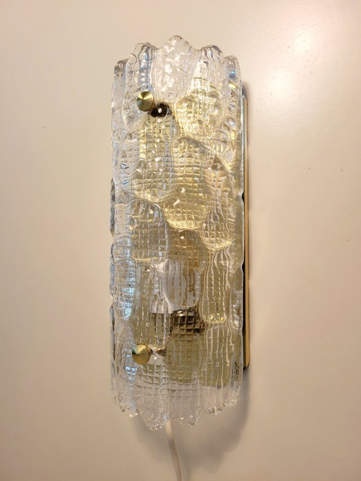Vintage wall lamp in ice glass by Carl Fagerlund for Orrefors
