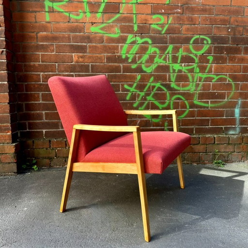 Vintage Sessel Mid-Century Armlehnenstuhl mit Buchenholzgestell – fauteuils, Wood