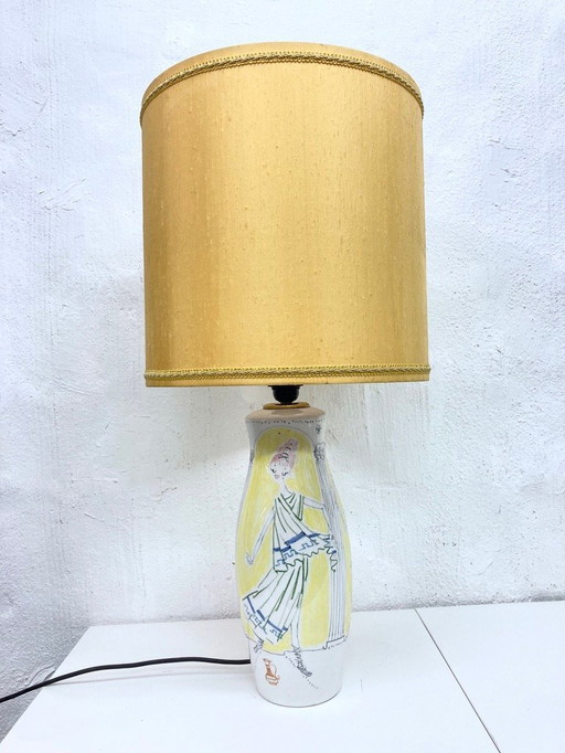 Lámpara de sobremesa italiana de cerámica de los años 50 diseño Milvia Quadrifoglio