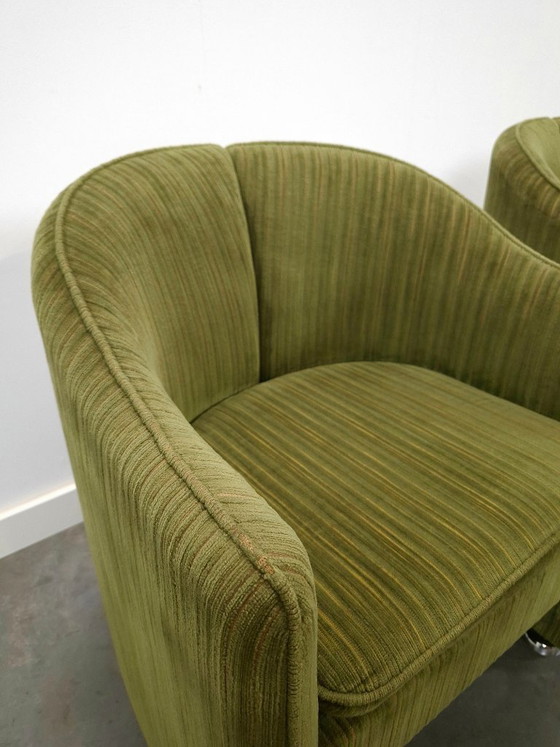 Image 1 of Set groene cocktail stoelen met chromen wielen