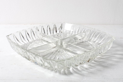 Piatto da portata diviso / Vassoio trasparente per antipasti, stile metà secolo / Italia / Anni '70