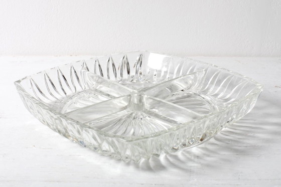 Image 1 of Piatto da portata diviso / Vassoio trasparente per antipasti, stile metà secolo / Italia / Anni '70