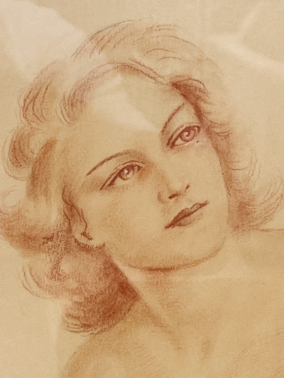 Image 1 of Dibujo Sanguina Mujer Desnuda