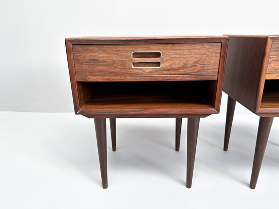 Image 1 of Set Of 2 Rosewood Nightstands By Johannes Andersen For Dyrlund 1960S