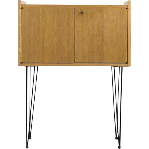 Commode vintage scandinave en bois de teck avec pieds en épingle à cheveux en métal, années 1960