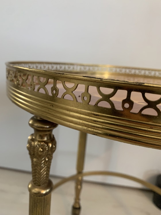 Hollywood Regency inlaid brass side table on casters, 1960s/70s – Bar carts, Metal (photo 9 of 11)