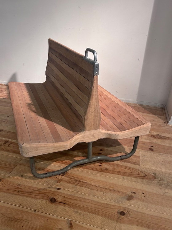 Image 1 of Vintage mid-century train bench