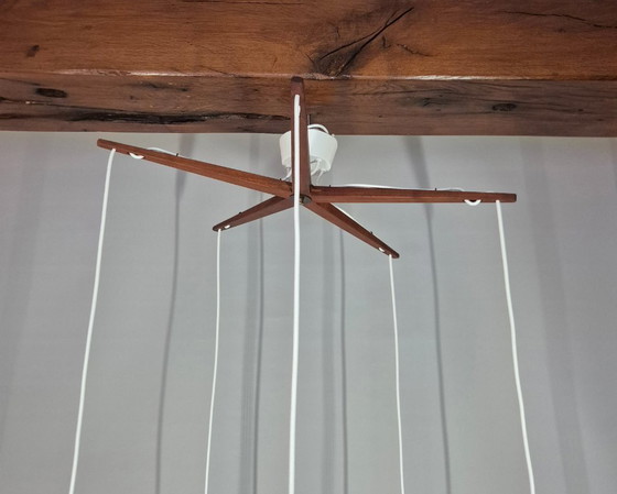 Image 1 of Vintage Fog & Morup pendant lamp - Teak and opal glass - 1950s