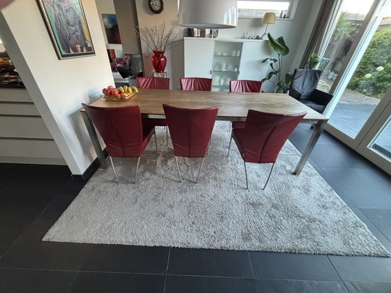 6x Montis Spica Red Leather, Stainless Steel Base. 2x Montis Spica Black Leather, Stainless Steel Base (photo 5 of 5)