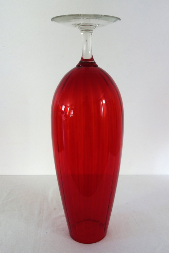 Image 1 of Large vintage red glass vase, 50cm