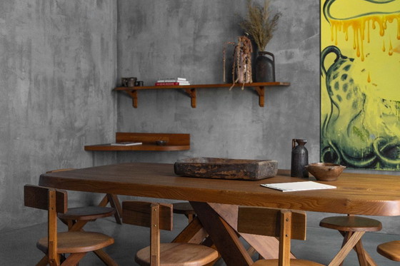 Image 1 of Custom Wall Console and Shelf by Pierre Chapo, France, 1970s