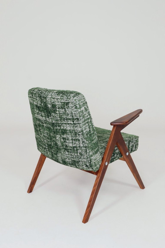 Image 1 of Scandinavian Green Lounge Chair Vintage Design Boho Upholstery Melange Fabric, 1960, Poland