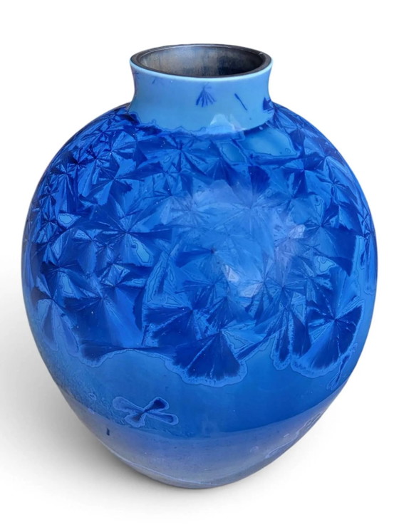 Jarrón de porcelana esmaltada con cristalizaciones azules, Patrice Lusardi – Jarrones, Porcelain (photo 4 of 15)