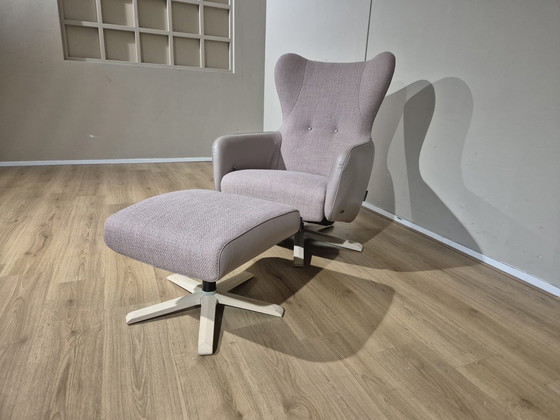 Image 1 of Fauteuil relax réglable Ashley - Rose ancien - Cuir taupe