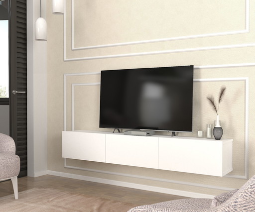 Newport TV Stand, White Wood for TVs up to 78" - 180cm