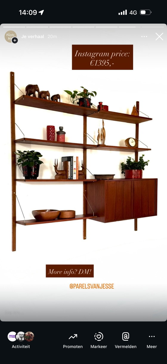 Image 1 of Sistema di pareti modulari danesi vintage in teak anni '60
