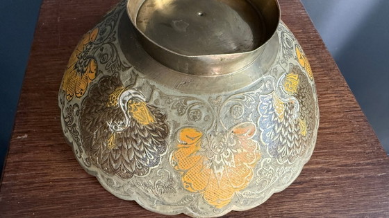 Splendida ciotola vintage in ottone con motivo pavone – Ciotole, Metal, Brass (photo 4 of 8)