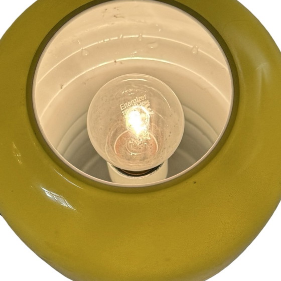 Image 1 of Vintage Scandinavian - Mouth blown glass lamp with chrome detailing - Forrest green and white inside - Two in stock! - Rare and 