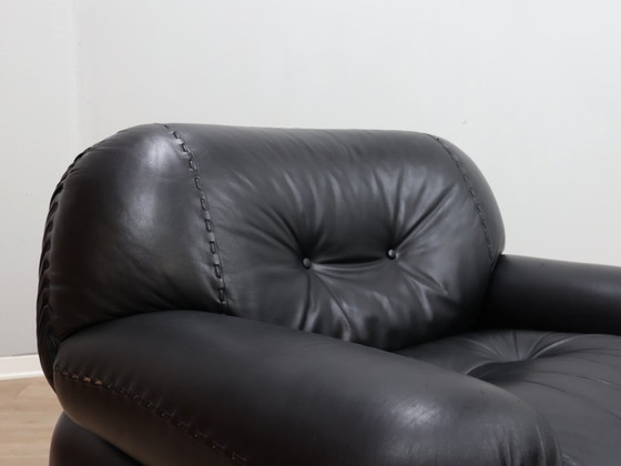 Image 1 of Paar Mobil Girgi Sapporo Sessel, schwarzes Leder, Italien, 1970er Jahre