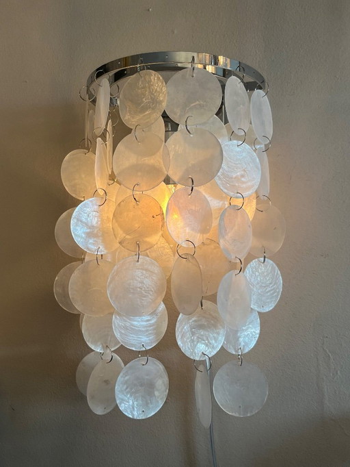 Set of 2 capiz shell Wall lamps pearl shell chrome frame