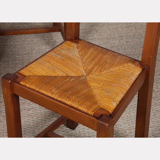 Suite von 4 Holzstühlen aus den 1960er Jahren